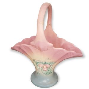 Hull Wild Flower Vintage Art Pottery 1940s Pink & Blue Floral Basket 16-10